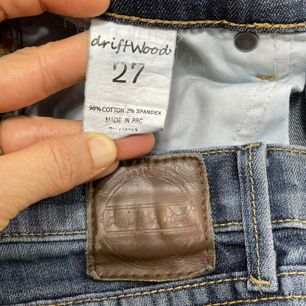 Driftwood Straight Skinny Jeans Women Size 27 Distressed Washed Retro Moto Biker - Picture 8 of 12